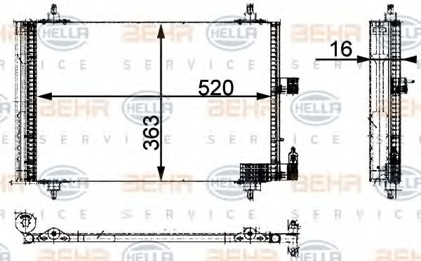 HELLA - 8FC 351 301-381 - Конденсатор, кондиционер (Кондиционер)