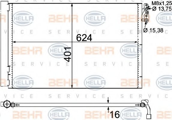 HELLA - 8FC 351 302-611 - Конденсатор, кондиционер (Кондиционер)