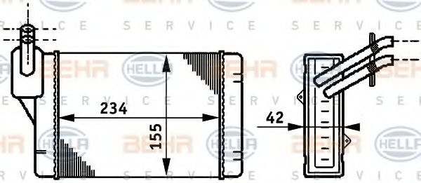 HELLA - 8FH 351 311-011 - Теплообменник, отопление салона (Отопление / вентиляция)