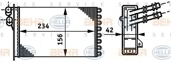 HELLA - 8FH 351 311-021 - Теплообменник, отопление салона (Отопление / вентиляция)