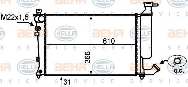 HELLA - 8MK 376 717-171 - Радиатор, охлаждение двигателя (Охлаждение)