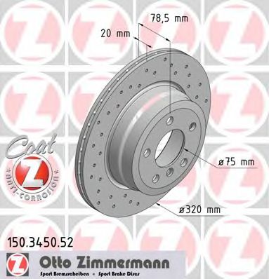 ZIMMERMANN - 150.3450.52 - Тормозной диск (Тормозная система)