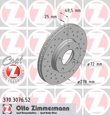 ZIMMERMANN - 370.3076.52 - Тормозной диск (Тормозная система)