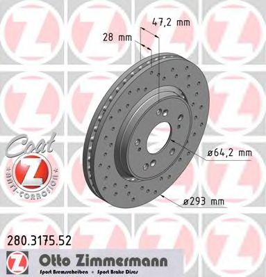 ZIMMERMANN - 280.3175.52 - Тормозной диск (Тормозная система)