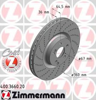 ZIMMERMANN - 400.3660.20 - Тормозной диск (Тормозная система)