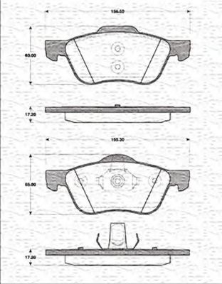 MAGNETI MARELLI - 363702161233 - Комплект тормозных колодок, дисковый тормоз (Тормозная система)