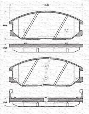 MAGNETI MARELLI - 363702161288 - Комплект тормозных колодок, дисковый тормоз (Тормозная система)