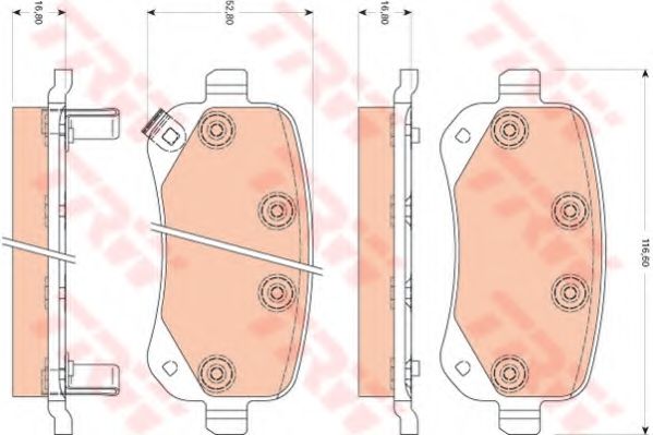 TRW - GDB4176 - Комплект тормозных колодок, дисковый тормоз (Тормозная система)