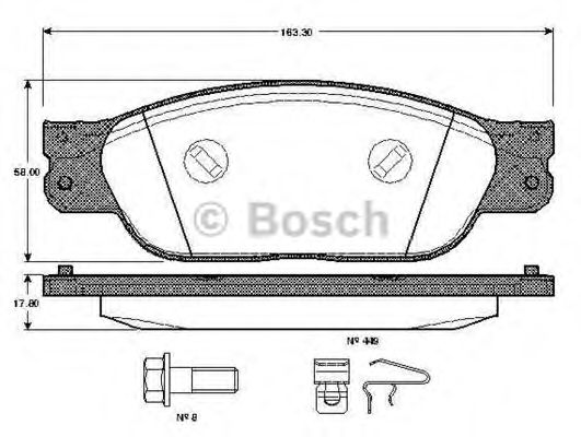 BOSCH - 0 986 TB2 362 - Комплект тормозных колодок, дисковый тормоз (Тормозная система)