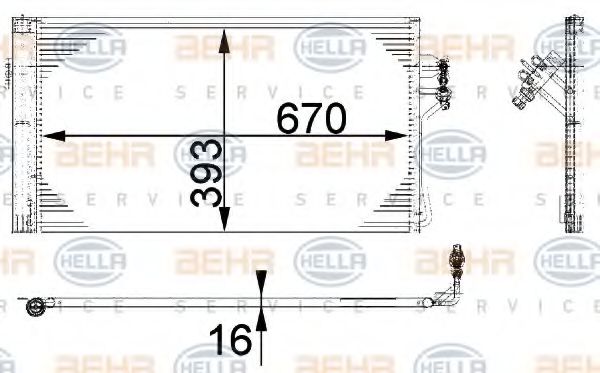 HELLA - 8FC 351 301-121 - Конденсатор, кондиционер (Кондиционер)