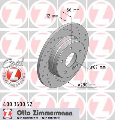 ZIMMERMANN - 400.3600.52 - Тормозной диск (Тормозная система)