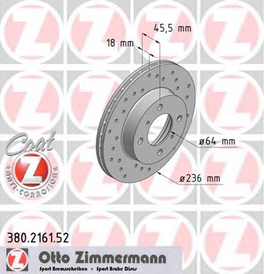 ZIMMERMANN - 380.2161.52 - Тормозной диск (Тормозная система)