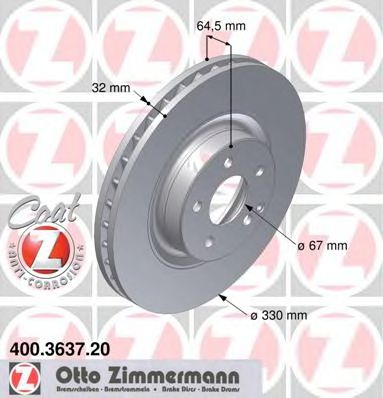 ZIMMERMANN - 400.3637.20 - Тормозной диск (Тормозная система)