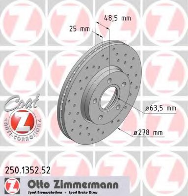 ZIMMERMANN - 250.1352.52 - Тормозной диск (Тормозная система)