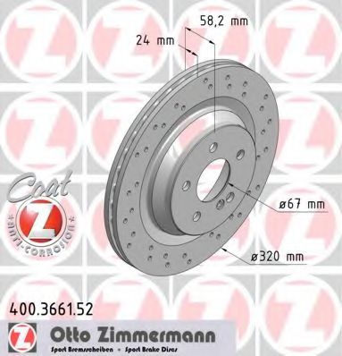 ZIMMERMANN - 400.3661.52 - Тормозной диск (Тормозная система)