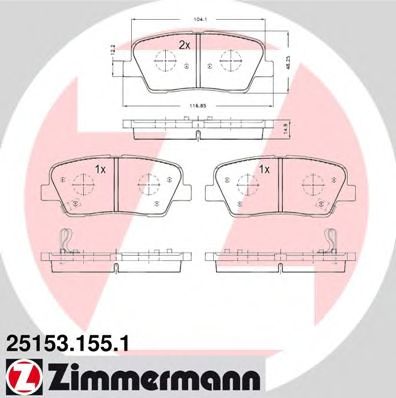 ZIMMERMANN - 25153.155.1 - Комплект тормозных колодок, дисковый тормоз (Тормозная система)