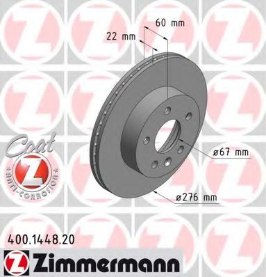 ZIMMERMANN - 400.1448.20 - Тормозной диск (Тормозная система)