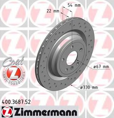 ZIMMERMANN - 400.3687.52 - Тормозной диск (Тормозная система)