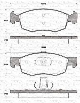 MAGNETI MARELLI - 363702161186 - Комплект тормозных колодок, дисковый тормоз (Тормозная система)