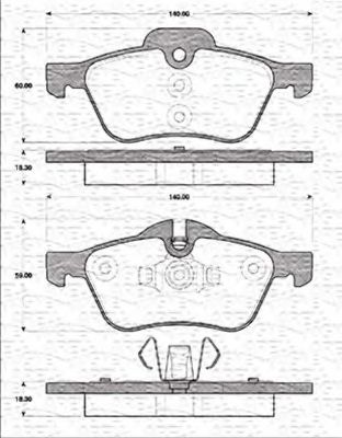 MAGNETI MARELLI - 363702161234 - Комплект тормозных колодок, дисковый тормоз (Тормозная система)