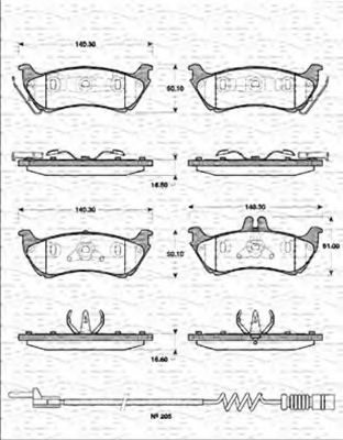 MAGNETI MARELLI - 363702161312 - Комплект тормозных колодок, дисковый тормоз (Тормозная система)