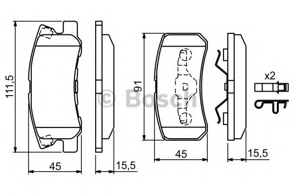 BOSCH - 0 986 424 717 - Комплект тормозных колодок, дисковый тормоз (Тормозная система)