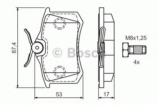 BOSCH - 0 986 424 751 - Комплект тормозных колодок, дисковый тормоз (Тормозная система)