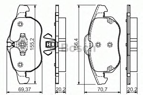 BOSCH - 0 986 495 053 - Комплект тормозных колодок, дисковый тормоз (Тормозная система)