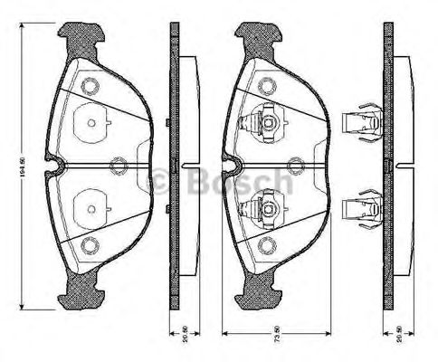 BOSCH - 0 986 TB2 744 - Комплект тормозных колодок, дисковый тормоз (Тормозная система)