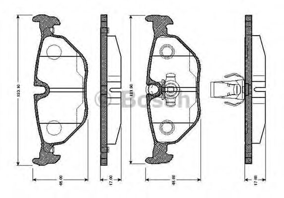 BOSCH - 0 986 TB2 145 - Комплект тормозных колодок, дисковый тормоз (Тормозная система)