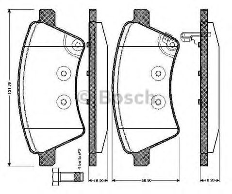 BOSCH - 0 986 TB2 936 - Комплект тормозных колодок, дисковый тормоз (Тормозная система)