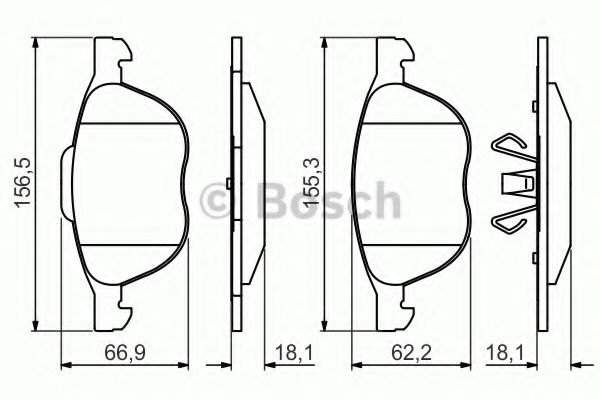 BOSCH - 0 986 495 215 - Комплект тормозных колодок, дисковый тормоз (Тормозная система)