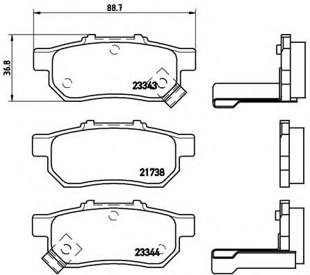 BREMBO - P 28 025 - Комплект тормозных колодок, дисковый тормоз (Тормозная система)