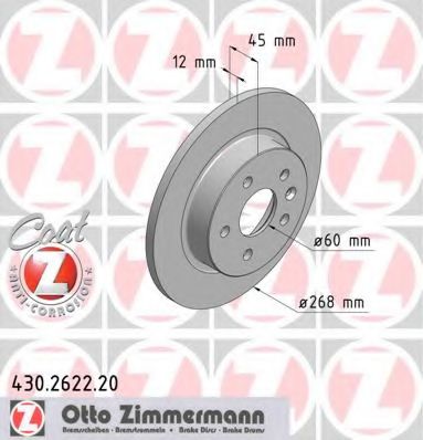 ZIMMERMANN - 430.2622.20 - Тормозной диск (Тормозная система)