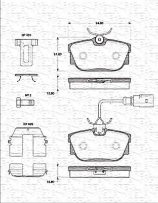 MAGNETI MARELLI - 363702161267 - Комплект тормозных колодок, дисковый тормоз (Тормозная система)