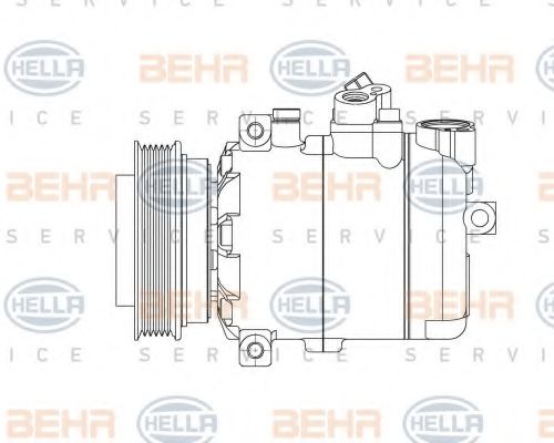 BEHR HELLA SERVICE - 8FK 351 132-081 - Компрессор, кондиционер (Кондиционер)