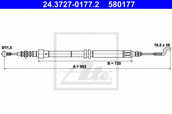 ATE - 24.3727-0177.2 - Трос, стояночная тормозная система (Тормозная система)