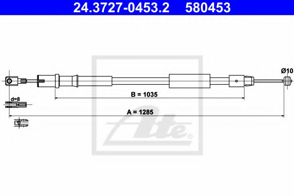 ATE - 24.3727-0453.2 - Трос, стояночная тормозная система (Тормозная система)