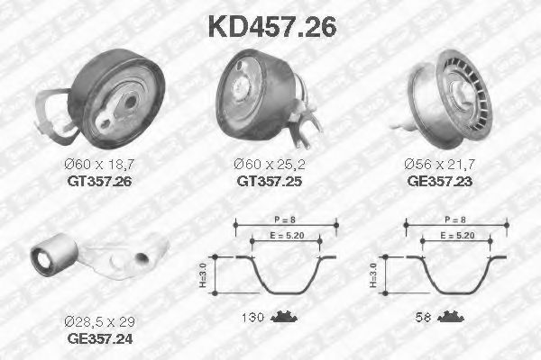 SNR - KD457.26 - Комплект ремня ГРМ (Ременный привод)