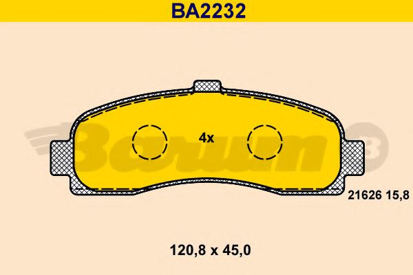 BARUM - BA2232 - Комплект тормозных колодок, дисковый тормоз (Тормозная система)