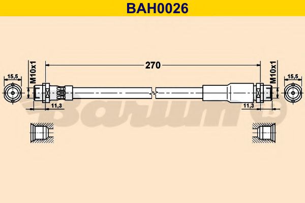 BARUM - BAH0026 - Тормозной шланг (Тормозная система)