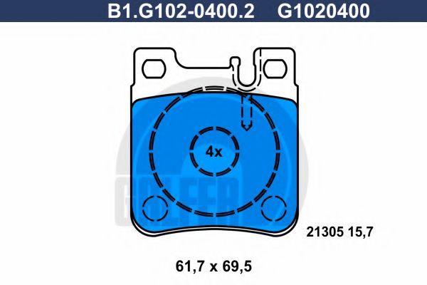 GALFER - B1.G102-0400.2 - Комплект тормозных колодок, дисковый тормоз (Тормозная система)