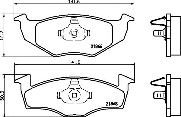 HELLA PAGID - 8DB 355 008-351 - Комплект тормозных колодок, дисковый тормоз (Тормозная система)