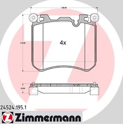 ZIMMERMANN - 24524.195.1 - Комплект тормозных колодок, дисковый тормоз (Тормозная система)