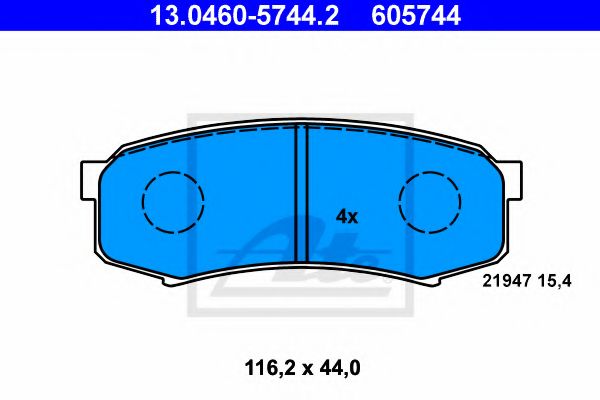 ATE - 13.0460-5744.2 - Комплект тормозных колодок, дисковый тормоз (Тормозная система)