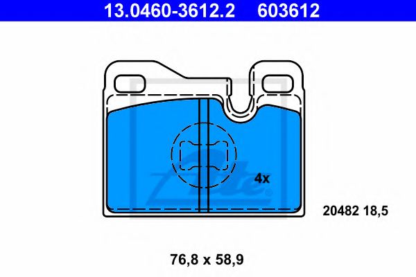 ATE - 13.0460-3612.2 - Комплект тормозных колодок, дисковый тормоз (Тормозная система)