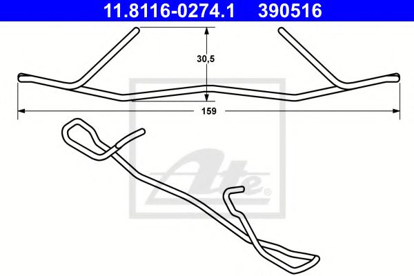 ATE - 11.8116-0274.1 - Пружина, тормозной суппорт (Тормозная система)