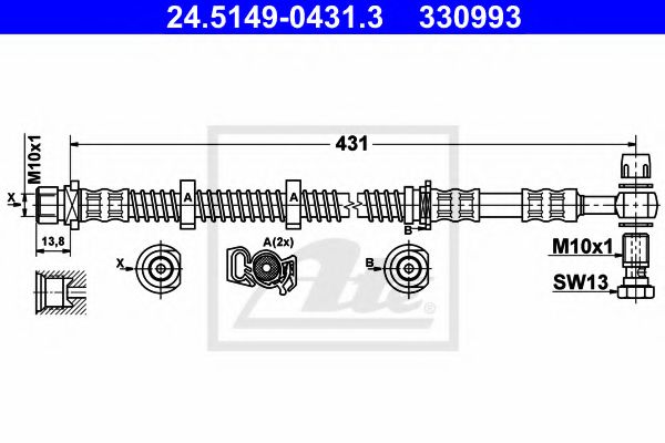 ATE - 24.5149-0431.3 - Тормозной шланг (Тормозная система)