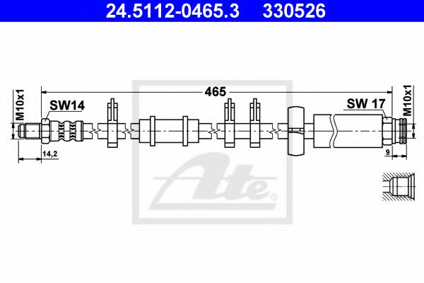 ATE - 24.5112-0465.3 - Тормозной шланг (Тормозная система)