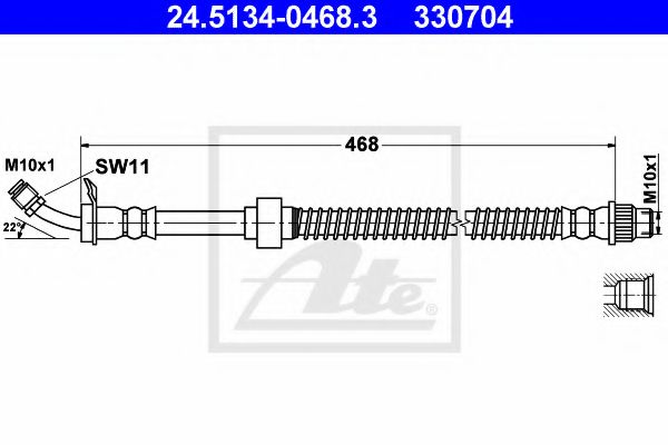 ATE - 24.5134-0468.3 - Тормозной шланг (Тормозная система)